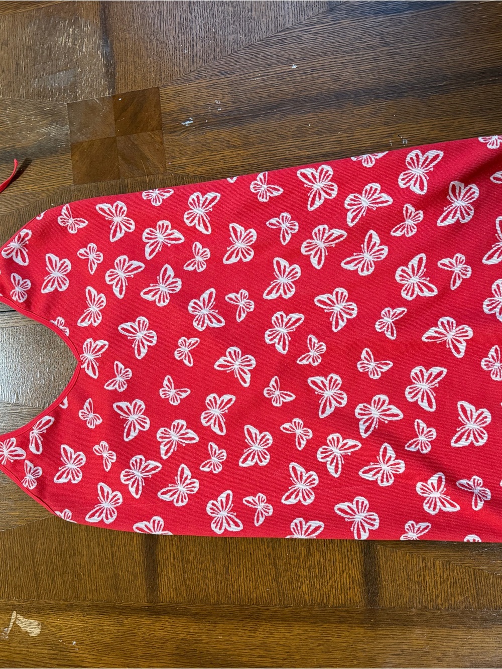 No Boundaries Red Bib with White Butterfly Print